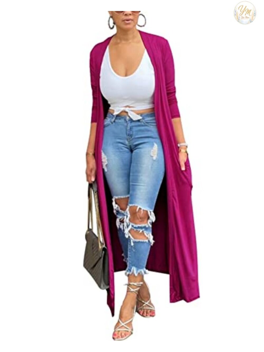 Lightweight Maxi Drape Cardigan with Pockets Long Sleeve Open Front